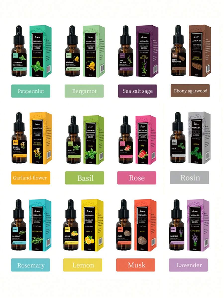 1pc,20ml Aromatherapy Essential Oil, Humidifier/Aromatherapy Machine/Diffuser Stone/Car Aromatherapy/Aromatherapy Essential Oil, Soothing Fragrance Plant Essential Oil For Bedroom, 12 Fragrances Valentine's Day Valentines Supplies Wedding Items