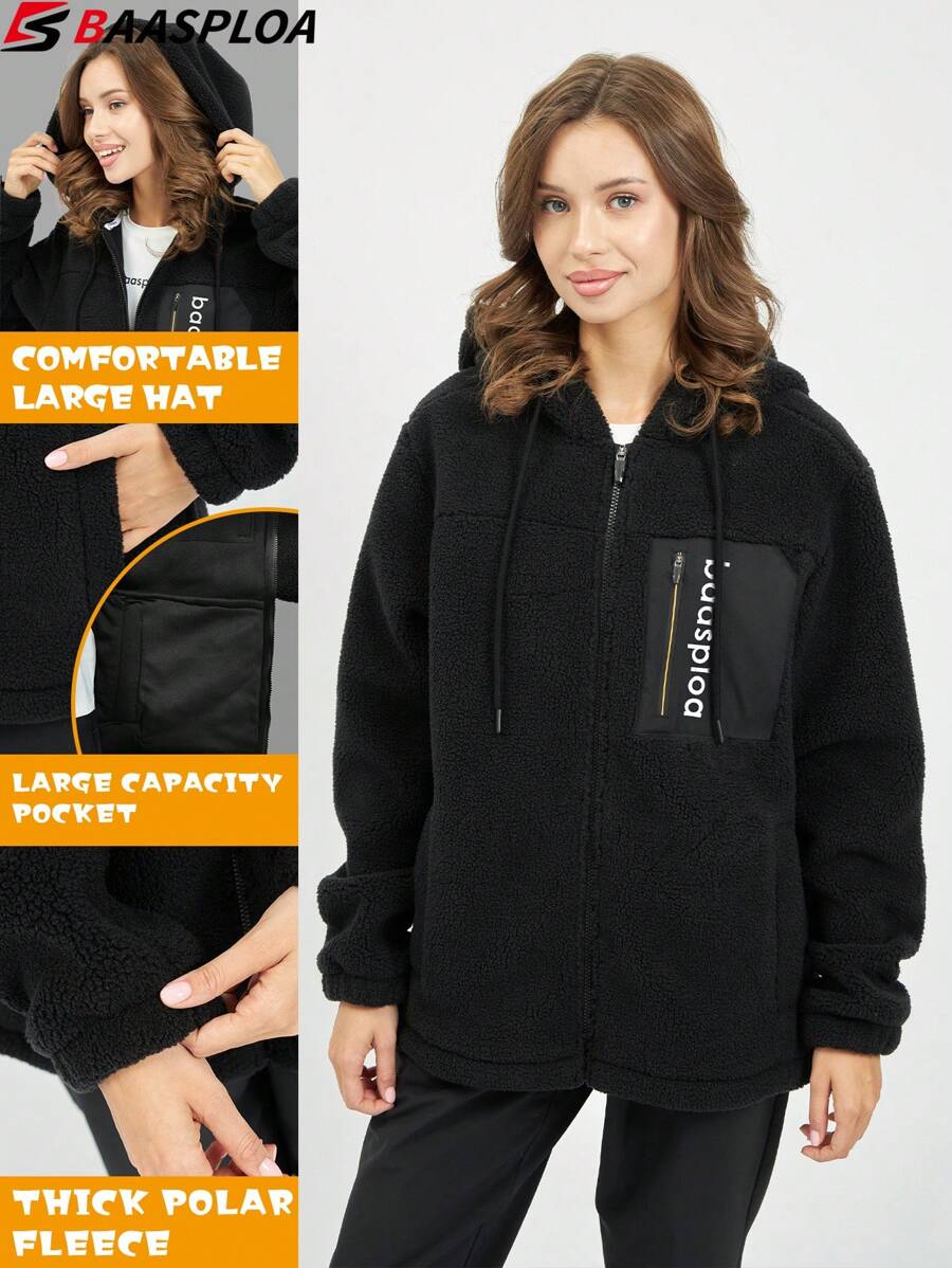 baasploa 1pc Women's Thermal Top Fashion Polar Fleece Women's Winter Warm And Thick Rest Sports Fashion Winter Women's Thermal Coat