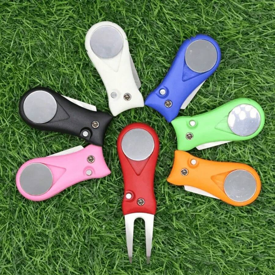 High Quality Golf Ball Marker Tools: Stainless Steel Ball Markers With Magnetic Holder - Durable Portable Golf Outdoor Accessories