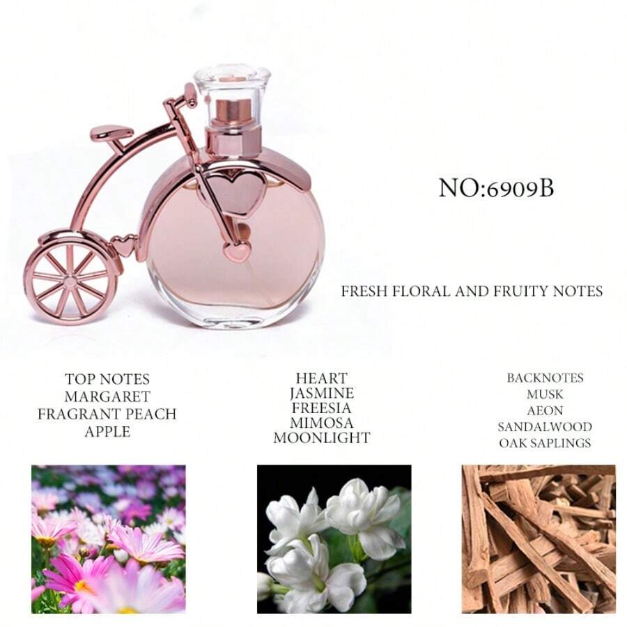 Whimsical Cute Bike Styling Perfume Pink Rich Fragrance Silver Refreshing Oriental Floral Perfume Perfume Spray With Gift Box Packaging Lasting Charming Women's Personal Perfume 50ML