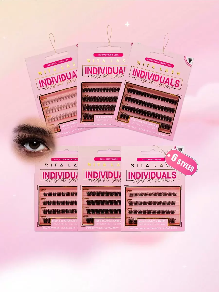 RITALASH RITALASH 40pcs 72pcs Cluster Lash DIY 6 Styles Eyelash Extensions D Curl Long Individual Lashes Mixed Tray Lash Clusters Extensions DIY Cluster Lash At Home