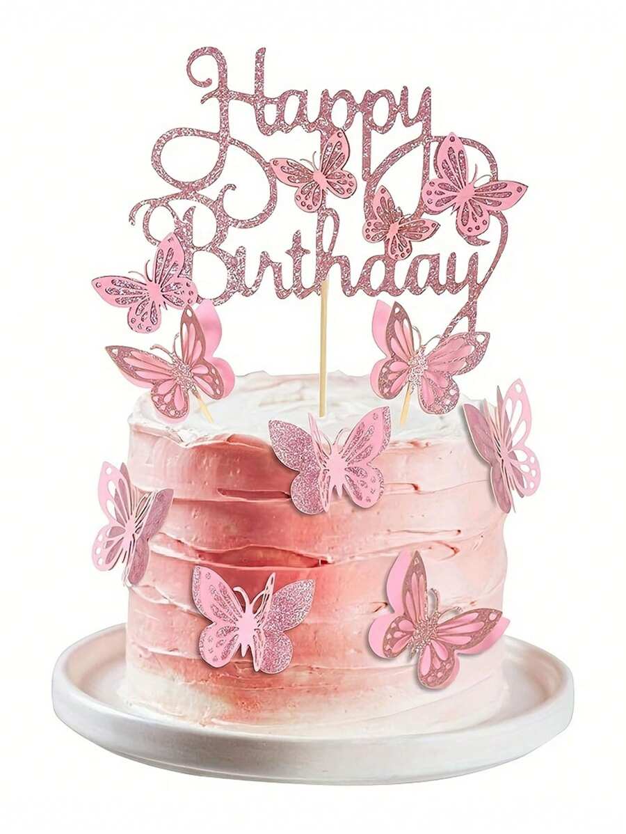 13pcs Butterfly Cake Toppers, Cupcake Toppers, Glitter Butterfly Cake Decorations Double Layers Cupcake Picks For Wedding Anniversary Birthday Party Cake Toppers Supplies