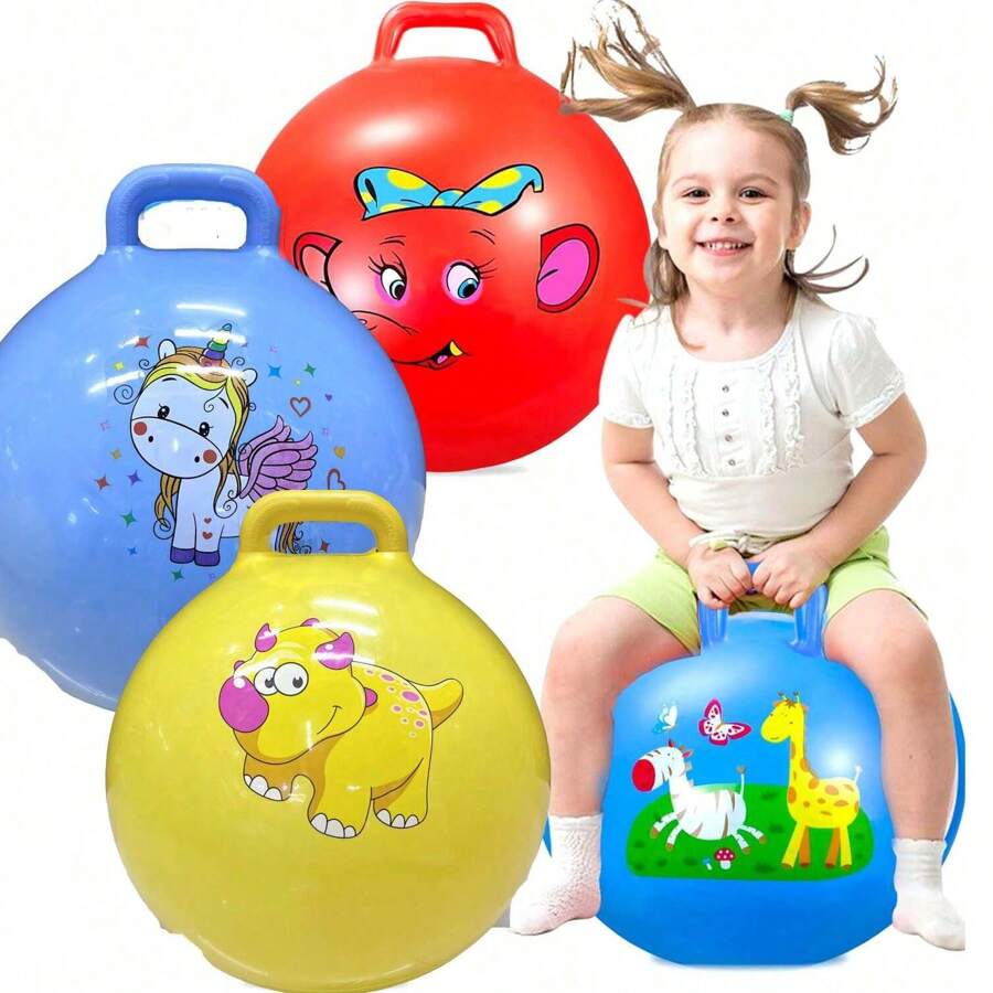45cm/18inch/55cm/22inch Bouncy Hopper Balls With Handle For Kids, Ride On Toys Balls For Toddlers 1-3 & Kids 4-8, 1 Pack Hopper Ball 18 Inch Size For Kids Jumping Sports Ride Games Balance Exercise Indoor Outdoor Fun