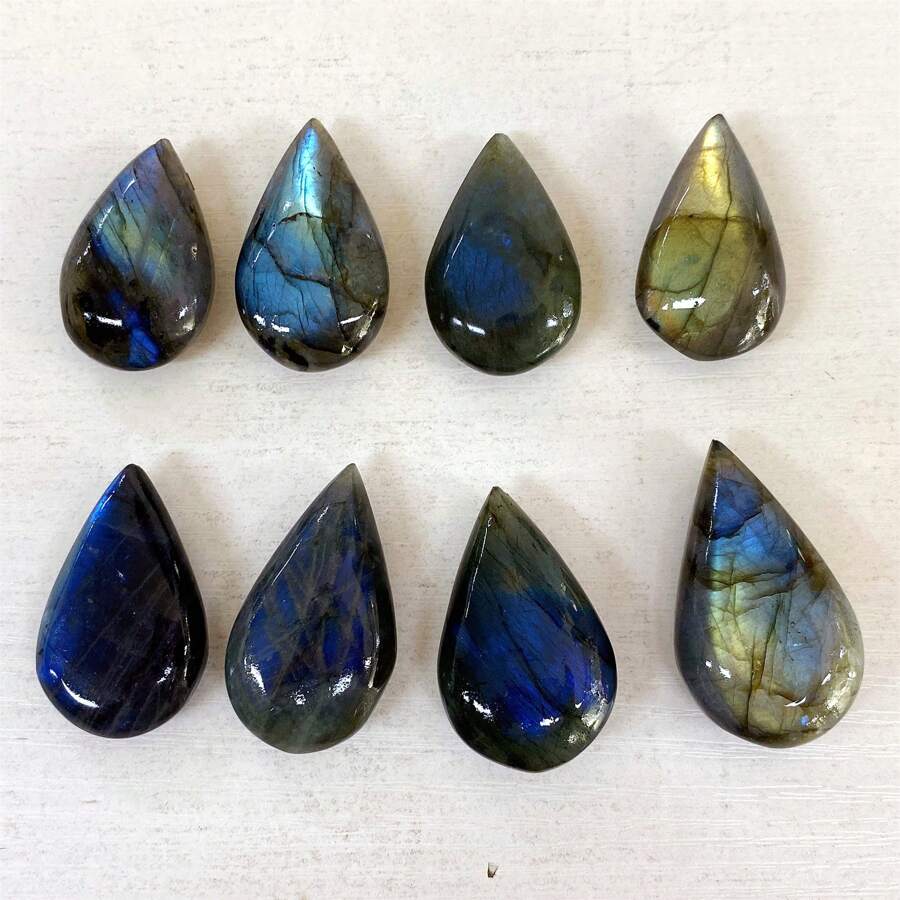 1pc Natural Labradorite Droplet Pendant, No Hole, Quartz Crystal DIY Accessory, Mineral Specimen, Gift For Men & Women, Crystal Chakra, Energy Healing Crystal, Random Size 3-4cm Shipped