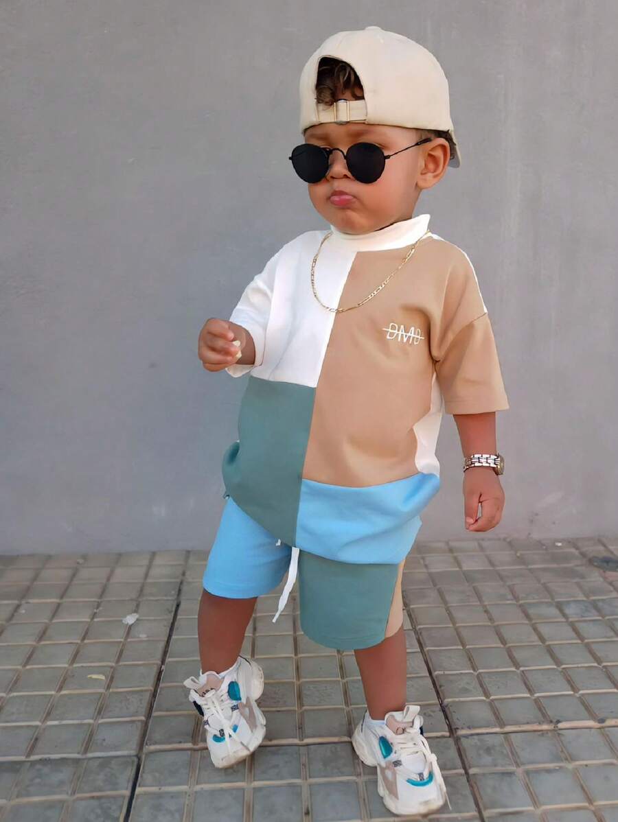 CONJUNTO SHORTS INFANTIL MENINO COLORIDO VERÃO