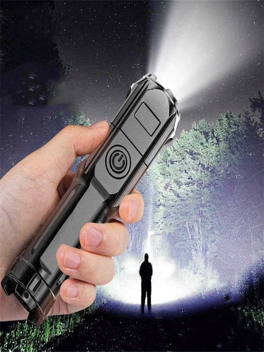 Puissante lampe de poche à LED Lampe de poche Lumens Lampe de poche rechargeable USB Imperméable Zoom Torche de pêche et de chasse LED pour voyages, Halloween, Noël, Thanksgiving