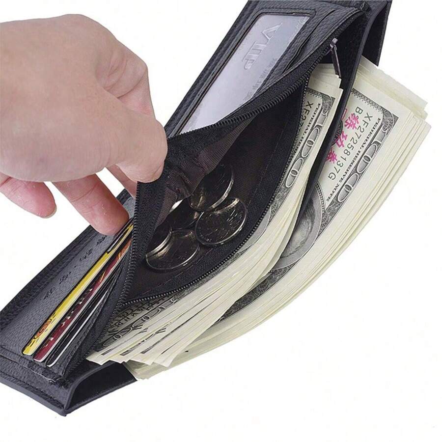 New Men's Wallet, Short Bifold Wallet, Business Casual Horizontal Wallet