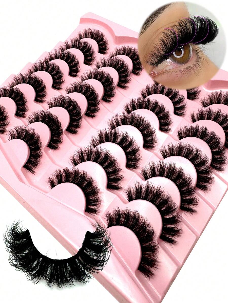 14 Pairs Lashes 3D Natural Look Wispy Faux Mink Eyelashes Eyelashes Makeup Soft Fluffy 3D Fake False Eyelashes Dramatic Messy Mink Lashes Wispy Long Foxy Eye Lifting Look Eyelash Thick Handmade Russian Strip Lashes Volume Fake Lashes Full False Lashes 15-20mm Long DD Curl Fluffy Volume Cat Eye Lashes Faux Mink Dramatic Lashes And Volumize The Outer Corner Of Your Eye Beauty Makeup
