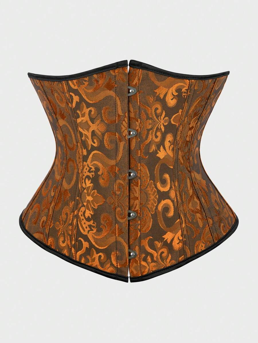 Underbust Corsets For Women,Corset Belt, Women's Floral Jacquard Lace Up Under Boob Corset Slimmer Body Shaper