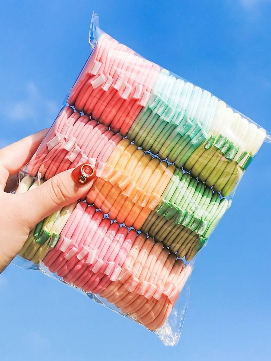 10 Peças/20 Peças/50 Peças Esponja de Maquiagem Dupla Face de Duplo Efeito, Uso Seco e Úmido, Cor e Formato Aleatórios, Com ou Sem Fita Impressa