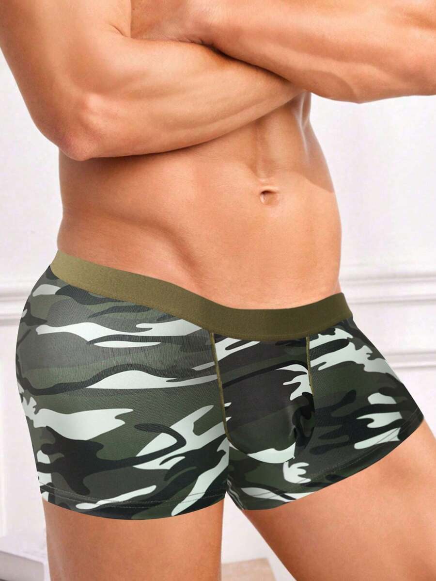 Novelty Men's Shorts, Sports Casual Fashion Camouflage Men's Short Printed Boxer Briefs
