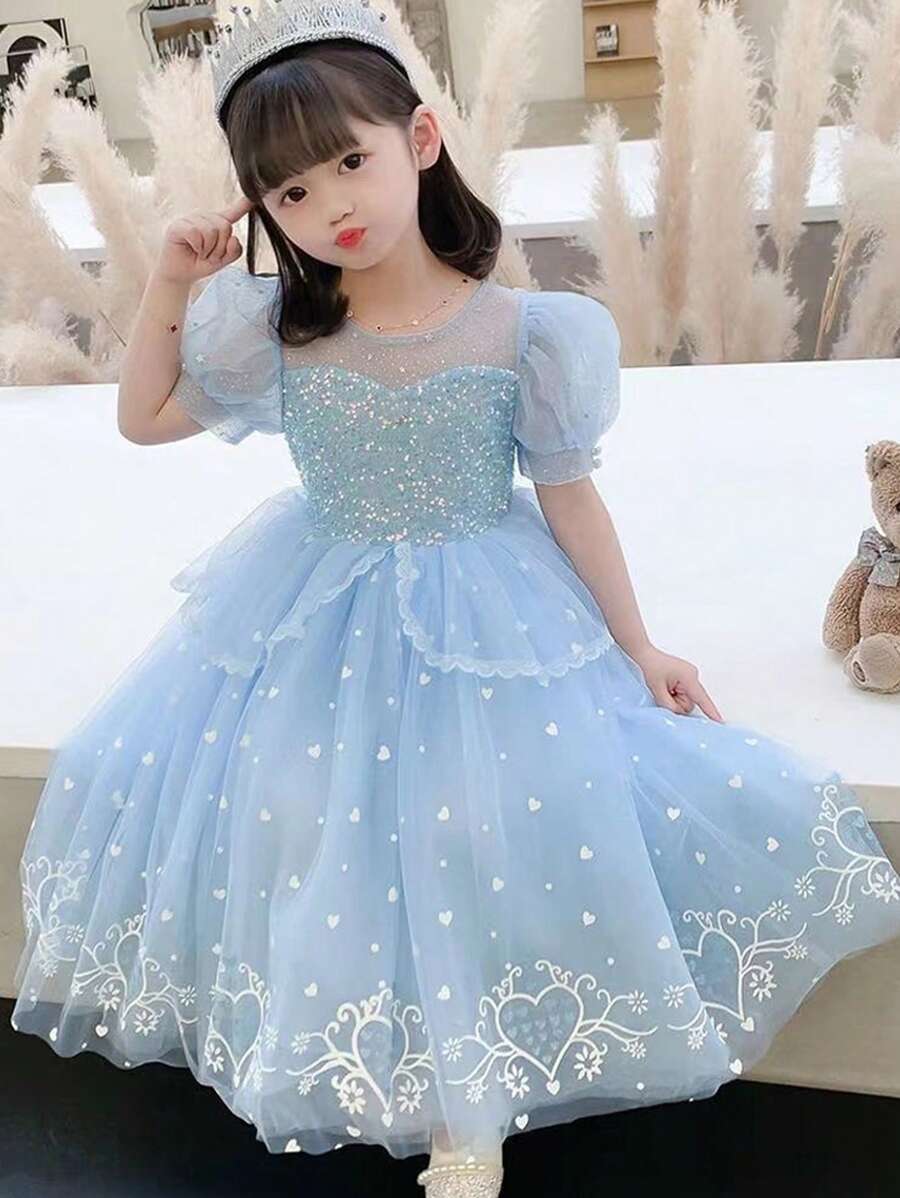 New Style Girls Princess Dress, Roleplay Children's Party Dress With Tulle, Lovely Fairy Tale Princess Costume For Performance