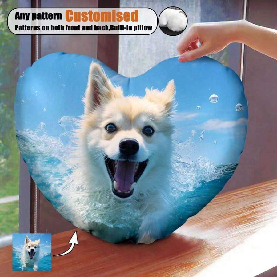 1 Customizable Heart-Shaped Pillow (Including Insert), Home Decor Pad, Daily Use, Personal Selfies, Family Photos, Romantic Moments, Customize Any Image, Ideal Valentine's Day Gift Christmas Gift