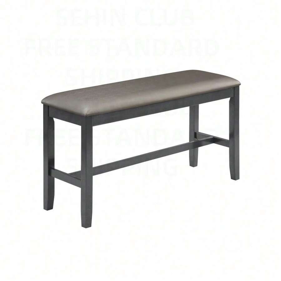Modern 1pc Light Brown Seats Counter Height Bench Dining Room Wooden Fabric Upholstered Furniture Footrest,ChicFurnish8