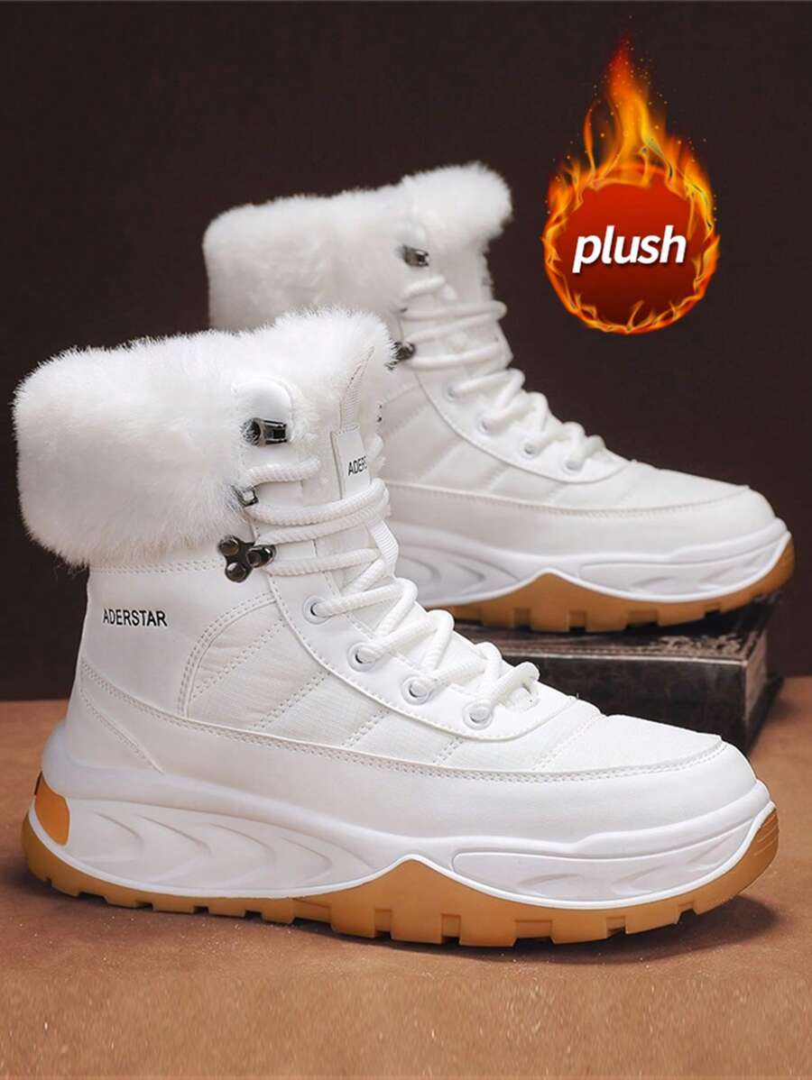 Heren sneeuwlaarzen 2024 Winter Nieuwe verdikte warme schoenen Hoge top Ronde neus Vetersluiting Zachte onderkant Rubberen zool Waterdicht Sneeuwbestendig Antislip Outdoor wandelschoenen