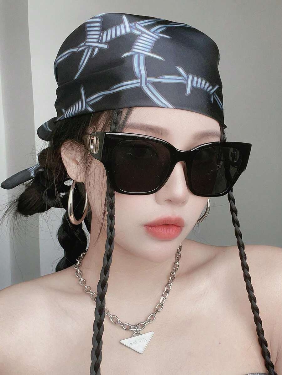 Black UV Protection Headband, Bandana, Necktie, For Women, Versatile & Fashionable Scarf, Headscarf, Hiphop Style For Men
