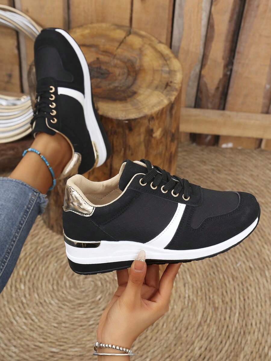 Pantofi de alergare la modă pentru femei, pantofi noi cu platformă respirabil, pantofi sport casual pentru mărimi mari, primăvară/vară/toamnă, cu șireturi