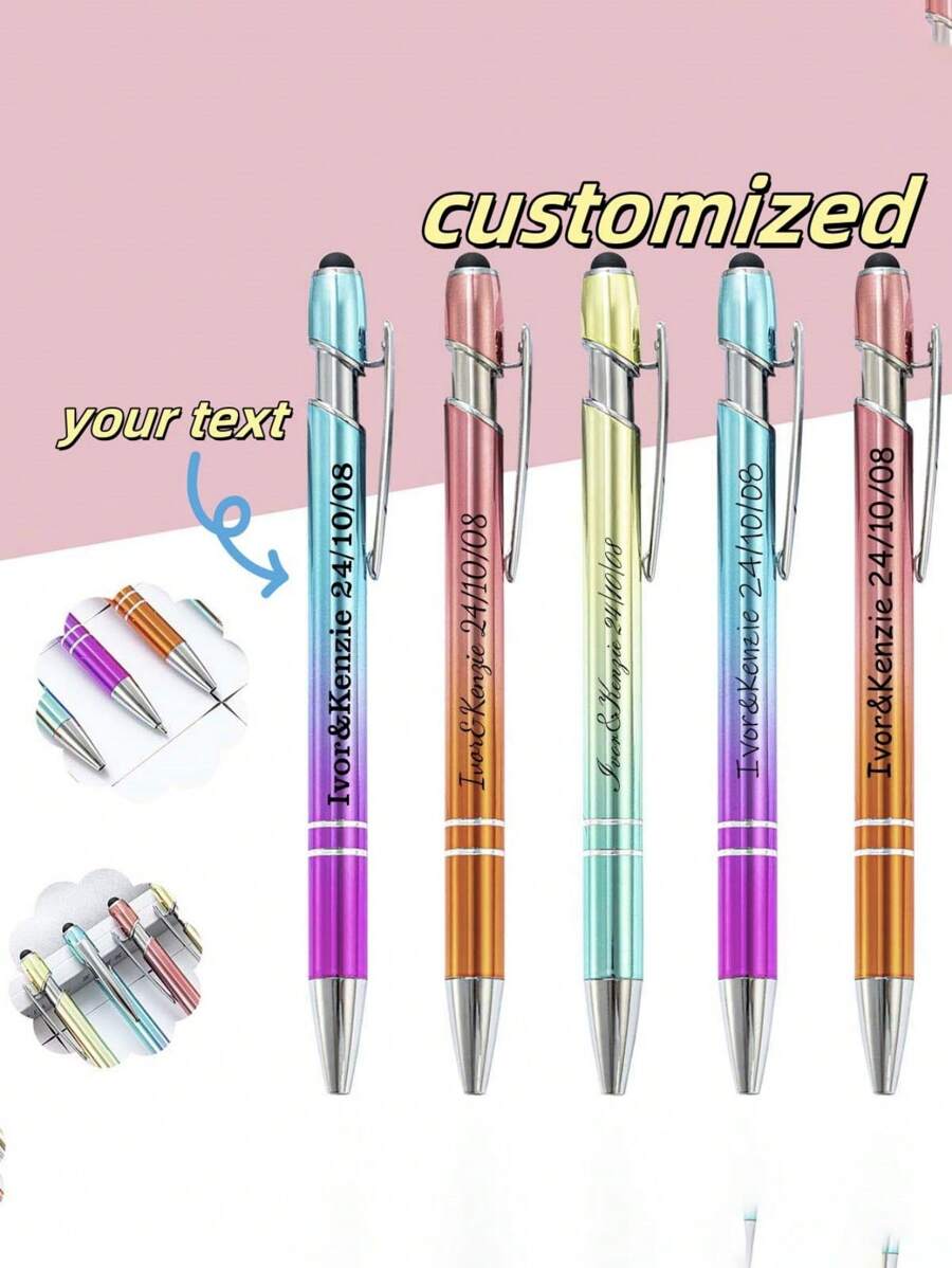 5/20/50/80 unidades Bolígrafos de bola de color degradado surtido, personalizables, pedido para días laborables, principales festividades, vuelta al colegio, útiles escolares