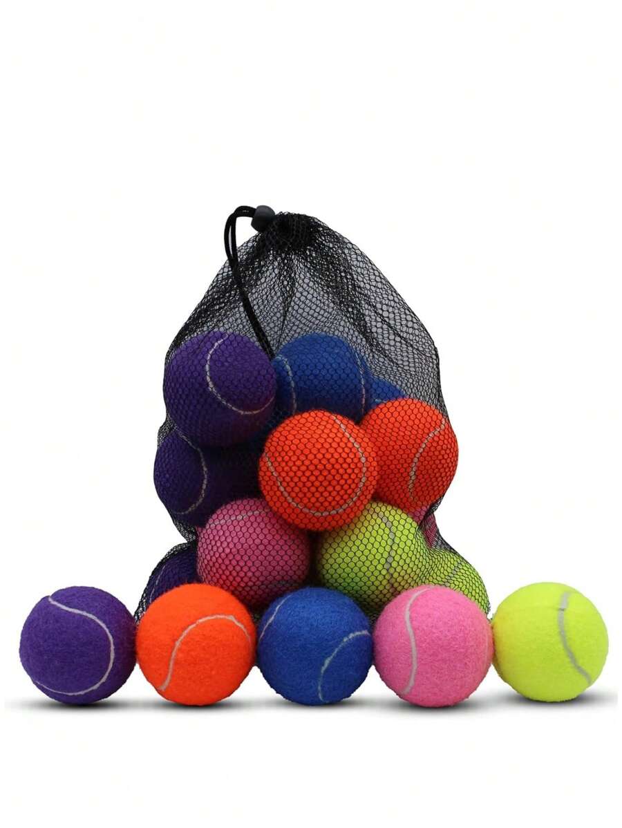 Set da 4 palle da tennis in feltro ad alta densità, pressurizzate, durevoli per allenamento ed esercizio, con borsa rete portatile, adatte per uso interno ed esterno, giocattoli per animali domestici