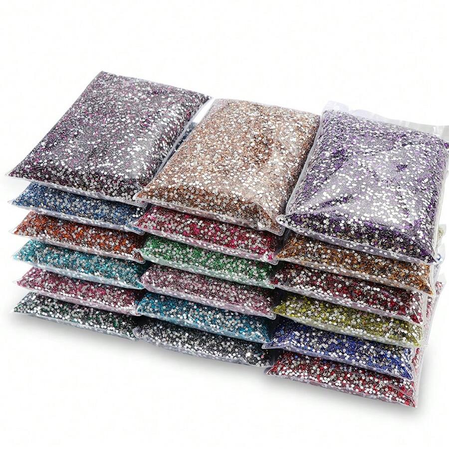 10000/5000 Pcs Bulk Pack 2-4mm Resin Non-Hotfix Rhinestone Loose Flat Bottom Plastic Crystal DIY Sparkly Strass Stones, Diamond Art Supplies