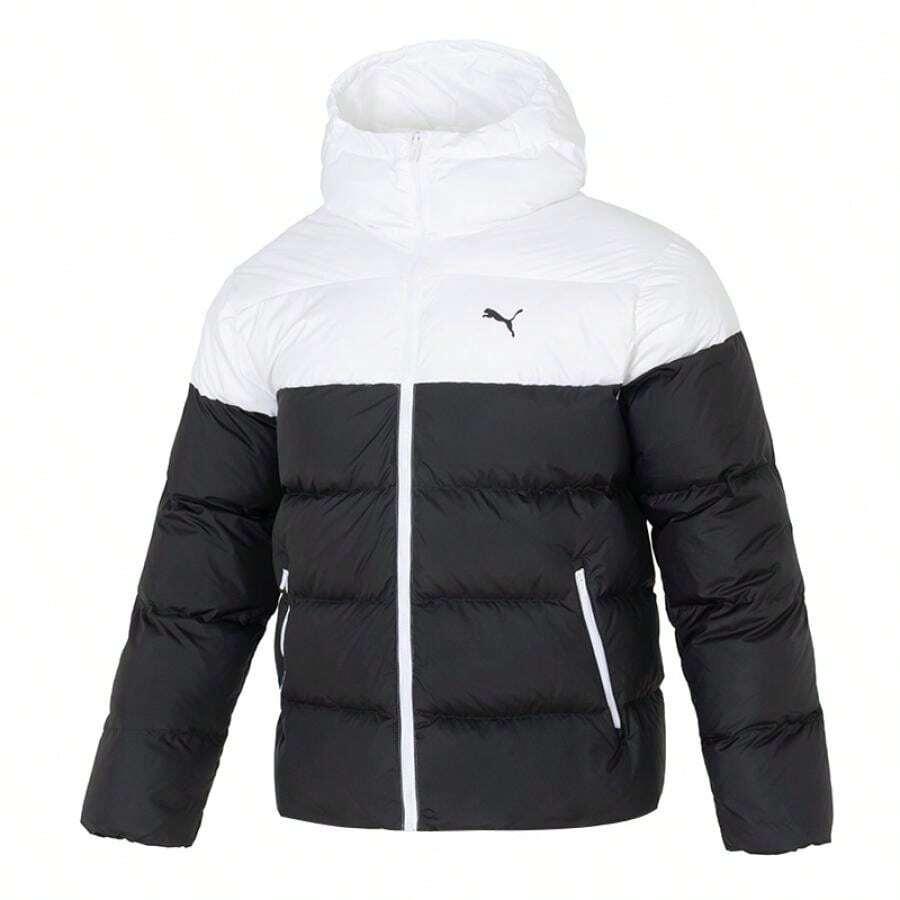Puma Men's Down Jacket Hooded Warm Casual Top Sportswear Contrast Color Jacket 629273-01