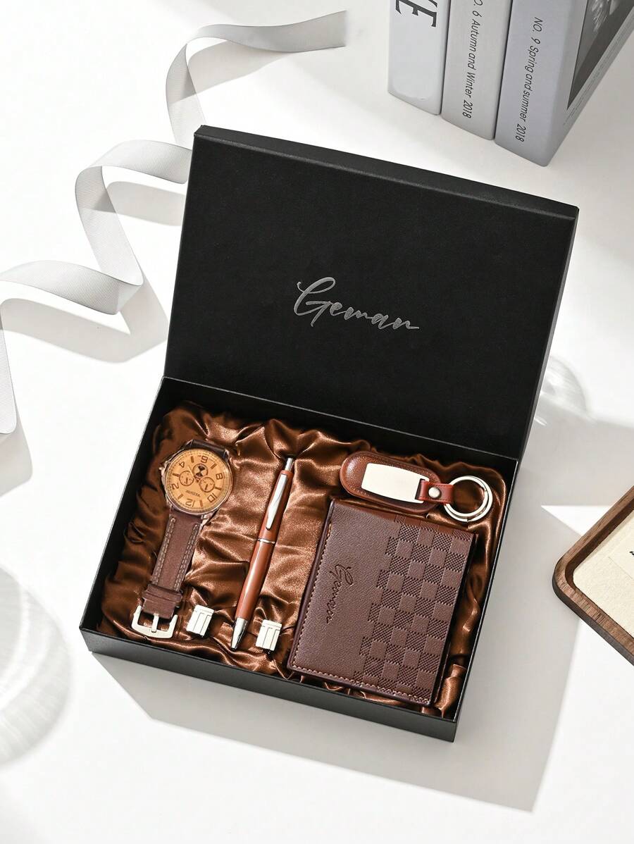 Men's Watch Gift Set Father's Day Gift For Dad, Belt For Father, Casual Wallet Gift Box, Glasses Valentine's Day Gift For Boyfriend, Anniversary Gift For Husband, Wedding Anniversary Gift, Teacher's Day Gift For Teacher, Graduation Gift For Student, Back-To-School Season Gift Box