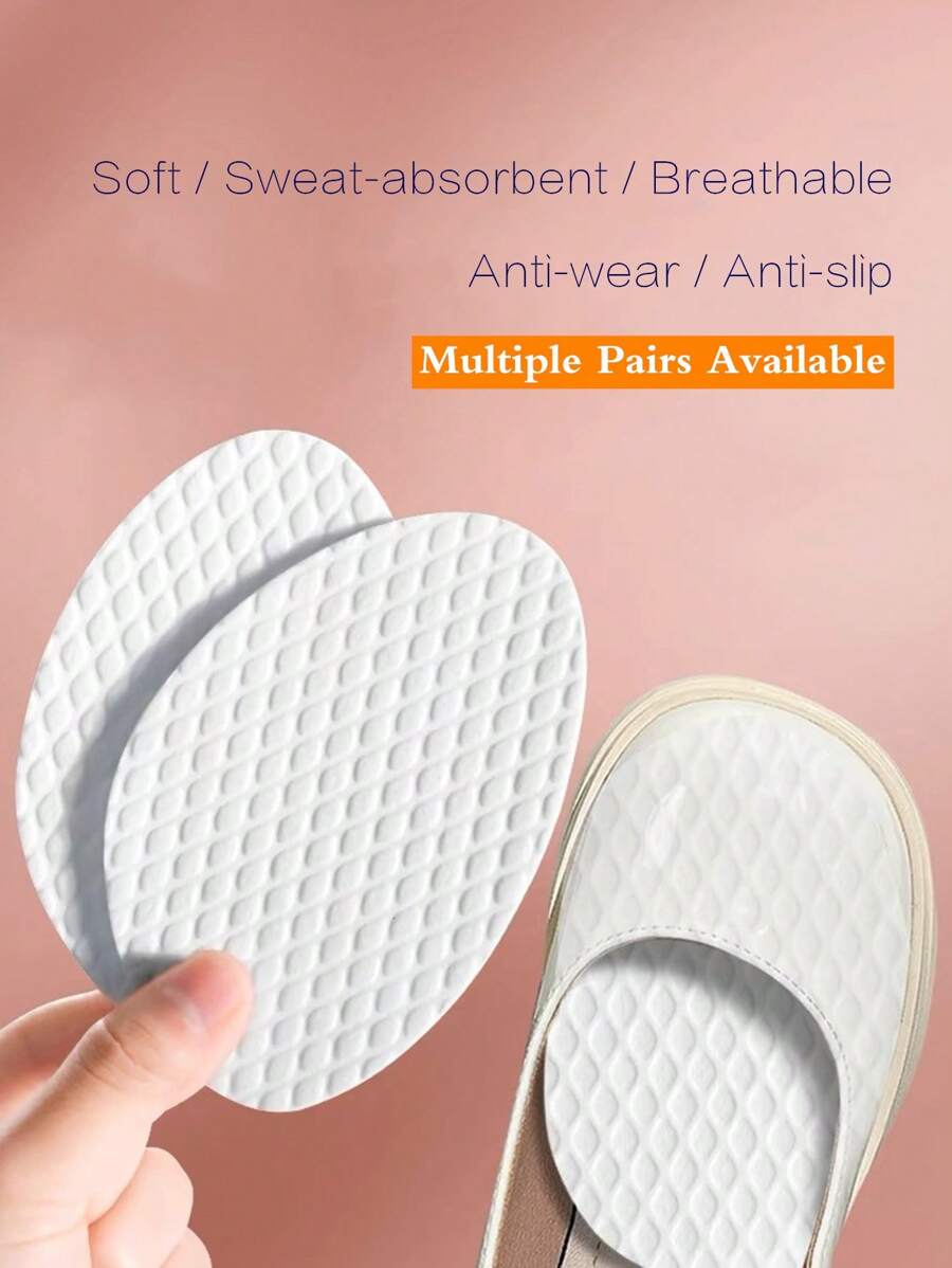 1-5 Pairs Of Women's Viscose Front Pad Half-Size Cushions, Sweat-Absorbent, Breathable, Anti-Friction, Anti-Slip Insoles For Loafers, High Heels, Barefoot, Suitable For All Seasons