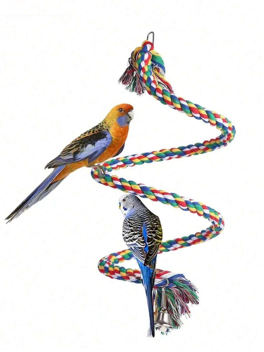1 Stück Papagei Seilspielzeug mit Weidefunktion, Vogelkäfig Anhänger Dekoration, buntes Kletterseilspielzeug