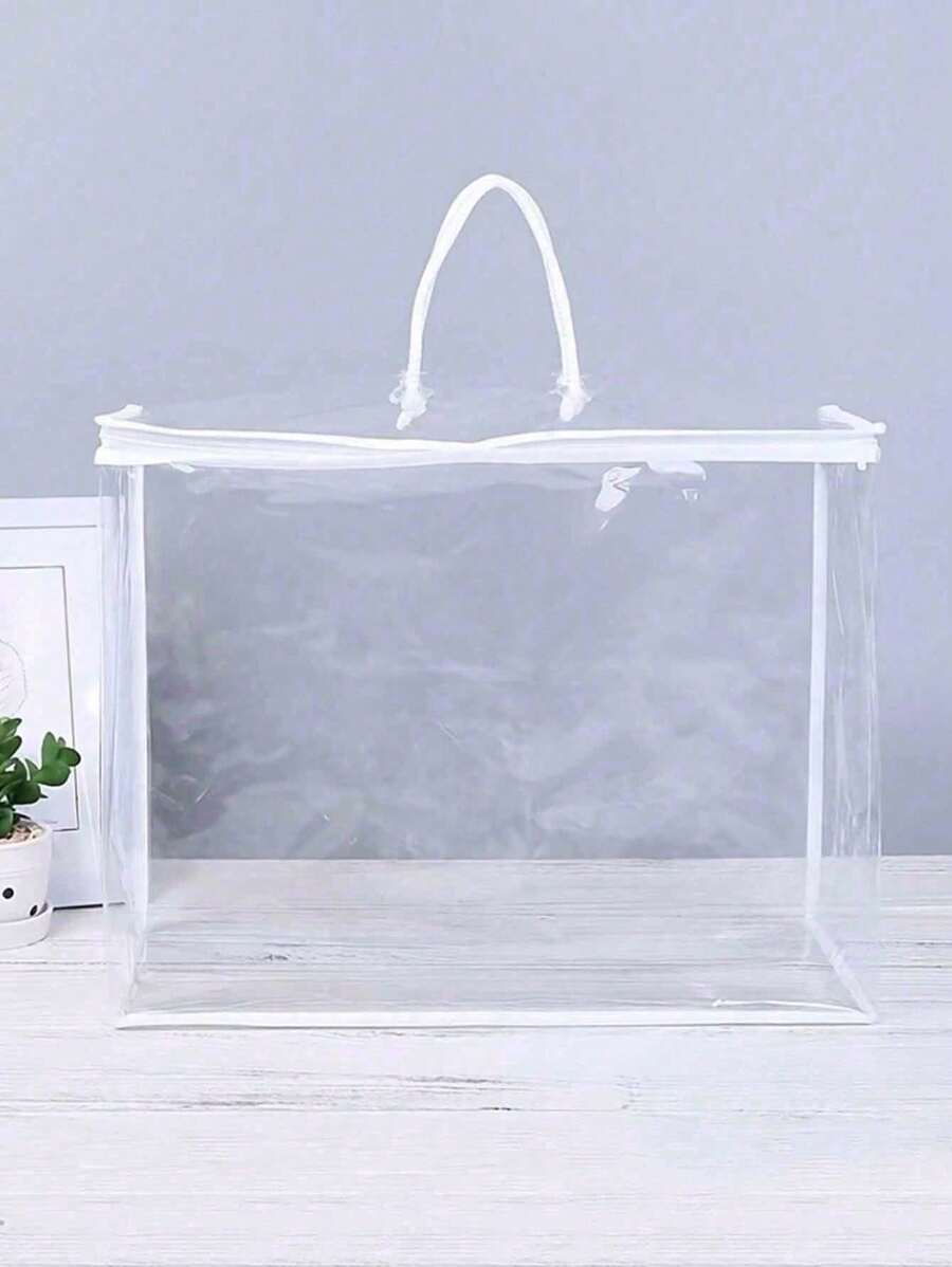 1 pièce Sac de rangement de couette en PVC transparent, sac de rangement de couette grande capacité transparent, cube d'emballage de literie transparent, sac à main à fermeture éclair portable avec poignée, sac de protection de literie, couverture, oreiller, fournitures ménagères avec boîte de rangement pour vêtements avec poignée, contenants de rangement, organisateur de rangement, contenants de rangement, bacs de rangement pour chambre, dortoir, maison pour couvertures, literie, édredon, oreiller, jouets