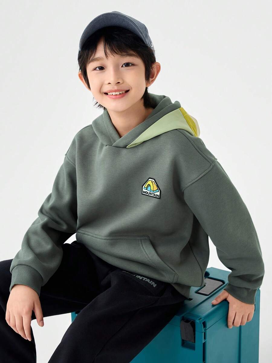 Balabala Tween Boys' Long-Sleeve Set, Thermal Lined Two-Piece, New For Autumn/Winter 2024