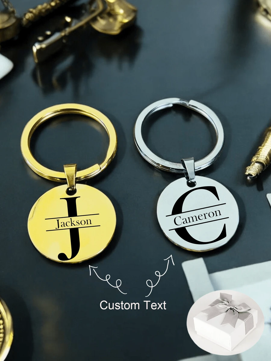 Customized Name Keychain Initial Letter Keychain, Personalized Keyring Monogram Keychain ,Leisure, Simplicity, Fashion,Customized Keychain Mother's Day ,Gifts For Father, Gift For Him,Christmas Keychain