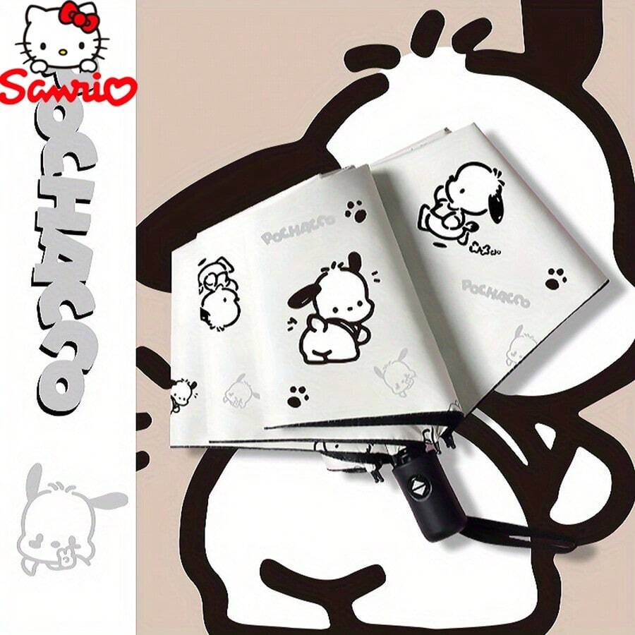 Sanrio Sanrio Pacha Dog Automatic Folding Umbrella - UV Resistant, Lightweight , Suitable For Daily Commuting Or Outdoor Exploration Summer Cooling,Beach,Travel