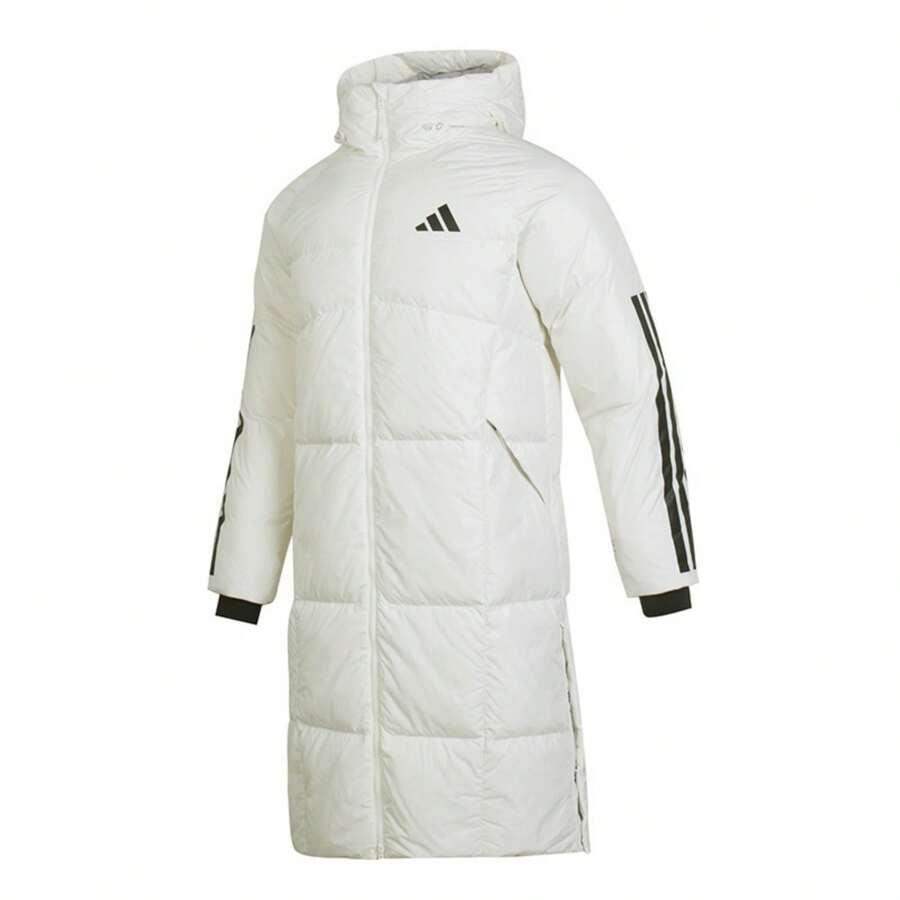 Adidas Men's Cotton Down Jacket, Outdoor Long Hooded Sportswear, Outdoor Thick Warm Down Jacket JG3838