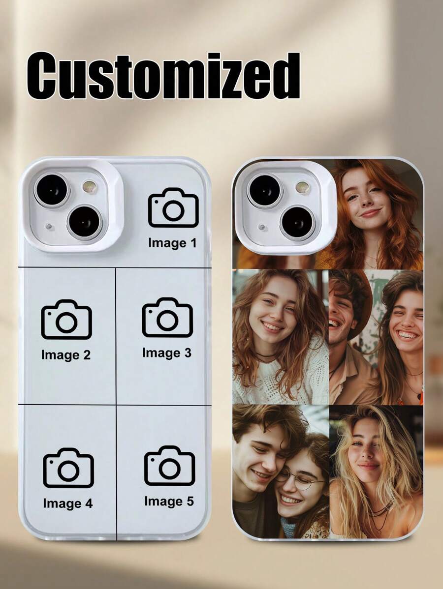 1pc Customizable Photo Puzzle Decor Silver Phone Case For IPhone 16 Pro Max/16 Plus/16 Pro, Wedding Personalized Picture, Gift For Couples, Friends, Family, Graduation