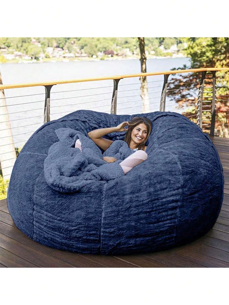 1 pezzo Poltrona in tessuto stile minimalista americano, poltrona a sacco in flanella sciolta, sedia tatami casual (solo coperta, senza imbottitura), divano leggero e pieghevole per il soggiorno, mobili per piccoli spazi, design casuale