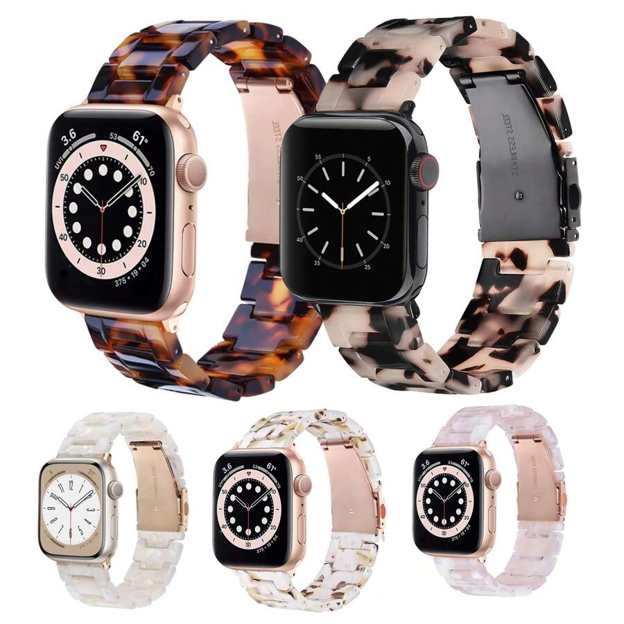 Compatible With Apple Watch Band 49mm 46mm 45mm 44mm 42mm 41mm 40mm 38mm Thin Light Resin Strap Bracelet With Stainless Steel Buckle Replacement Compatible With Apple Watch Series SE Series 10 9 8 7 Ultra 6 5 4 3 2 1 For Women Men