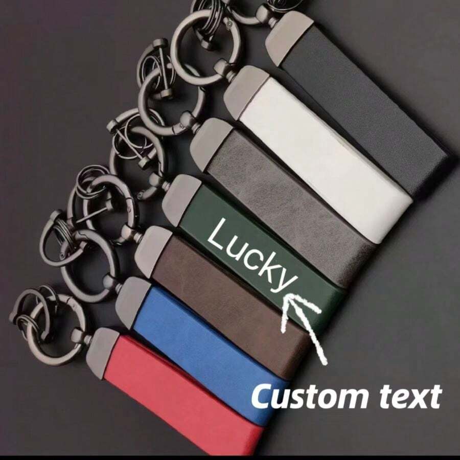 1pc Custom Textportachiavi, Personalized Embossed Leather Portachiavi Auto Pendant Anti Loss Color Unique Porta Chiavi Gift For Her/Him, Fidanzato, Girlfriend, Lover, Wife, Husband, Ideal For Valentine's Day, Festa Della Mamma, Birthdays, Anniversaries, Graduation, Weddings, Father's Day