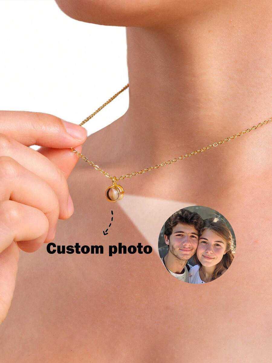 Colgante personalizado con imagen de proyección, cadena de acero inoxidable de alta calidad, joyería simple, regalo para novia