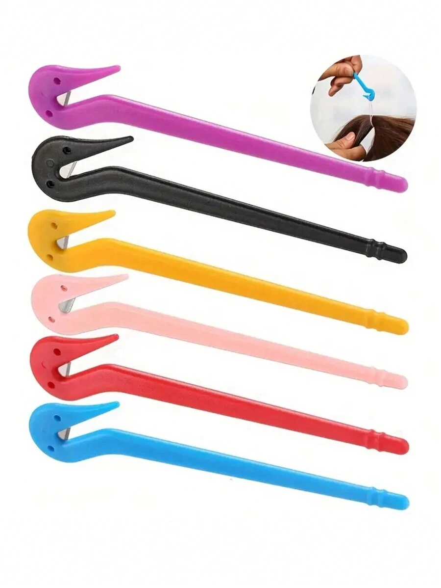 1 peça/2 peças/5 peças/10 peças Removedor Descartável de Elástico para Cabelo, Ferramenta Portátil Cortadora de Elástico para Remover Elástico de Rabo de Cavalo Sem Danificar o Cabelo, Cor Aleatória, Rolos de Cabelo, Cachos Sem Calor, Ondulador de Cabelo, Produtos e Acessórios de Cabelo para Essenciais de Viagem de Beleza e Salão de Barbeiro