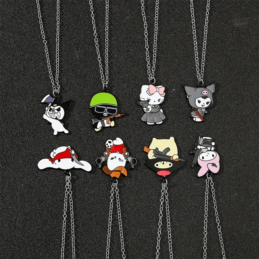 Sanrio 1pc Sanrio "I'm Not Easy To Mess With" Série Pingente Colar - Berloque de Desenho Animado de Natal, Material de Liga, Adequado para Uso Diário e Festa, Presente de Aniversário e Natal