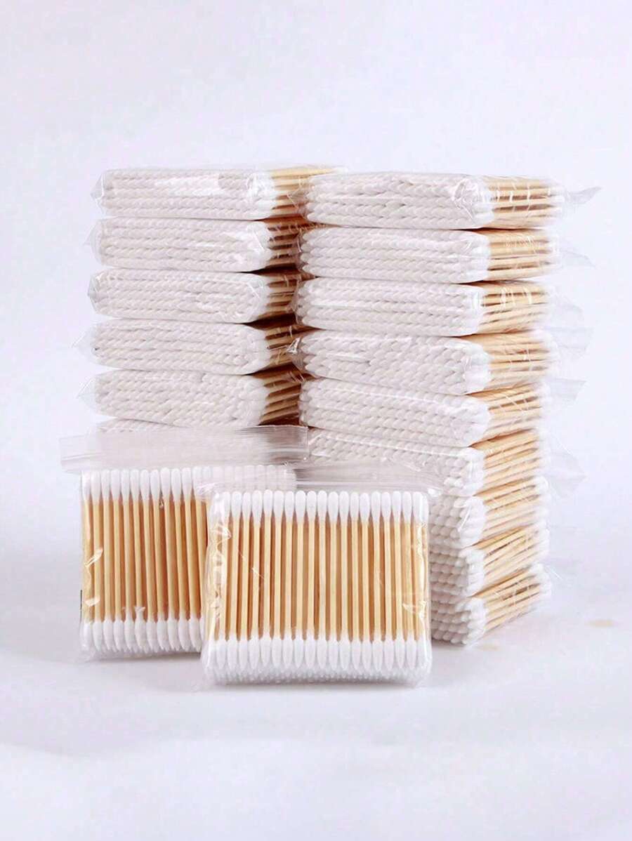 500/400/300/200/100pcs High Quality Double-Headed Cleaning Swabs, Beauty Salon Buds, Cosmetic Wooden Cleaning Swabs, Beauty And Personal Care Tips, Round Disposable Ear Cleaning Swabs For Home Use, Suitable For Ear And Nose Cleaning, Multipurpose Beauty And Cleaning Tool, High Quality Beauty Tool