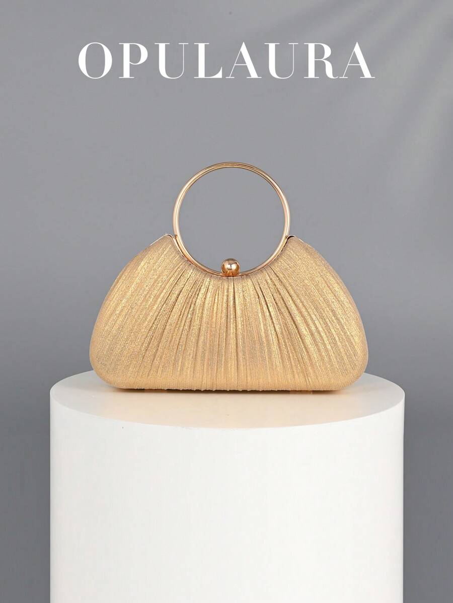 OpulAura Women's Metallic Luxury Evening Clutch Bag, Sophisticated Leather Handbag, Glam Sparkling Party Purse For Formal Dresses, Suitable For Gala, Ball, Party, Wedding, Bride, Bridesmaid, Birthday Celebration