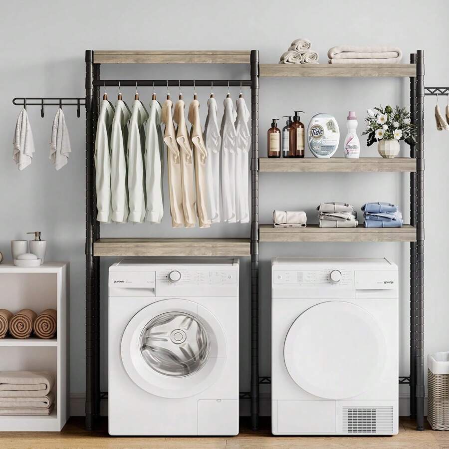 Over The Washer And Dryer Storage Shelf- Laundry Room Organization Space Saving Laundry Drying Clothes Racks Heavy Duty Adjustable Height Bathroom Shelf For Home Decor,Spring,Minimalist,Summer TopsClotheshorse Back To School Travel Essentials Room Decor,Home Decor,Bedroom Decor Storage Organization And Storage Puppy Keep Dress Shorts Phone Case Bikini Summer Dresses For Women Skirt Summer Dress Dresses Nails Jeans Tops White Dress Dresses For Women