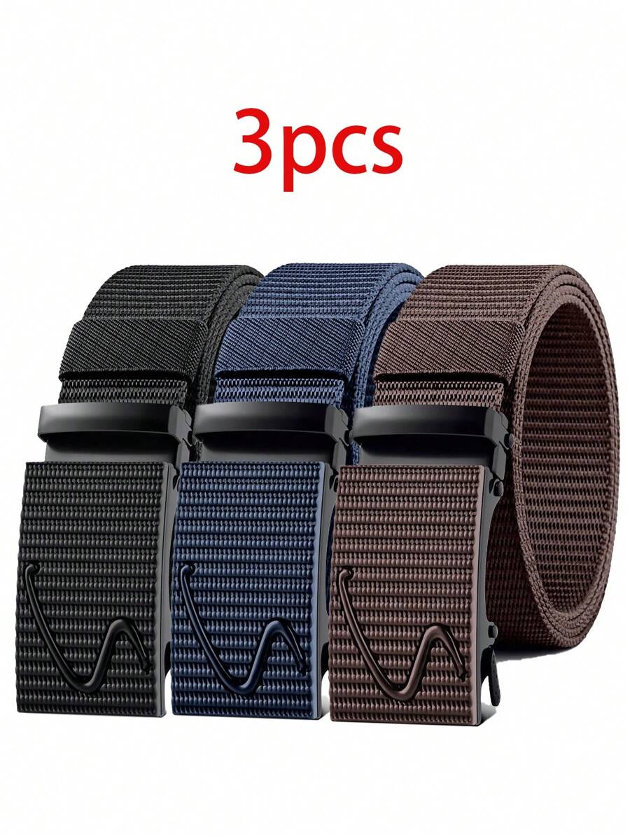 Set de 3 Cinturones de nilón Nuevos Cinturones militares y tácticos de hombre para uso al aire libre, entrenamiento pesado y caza