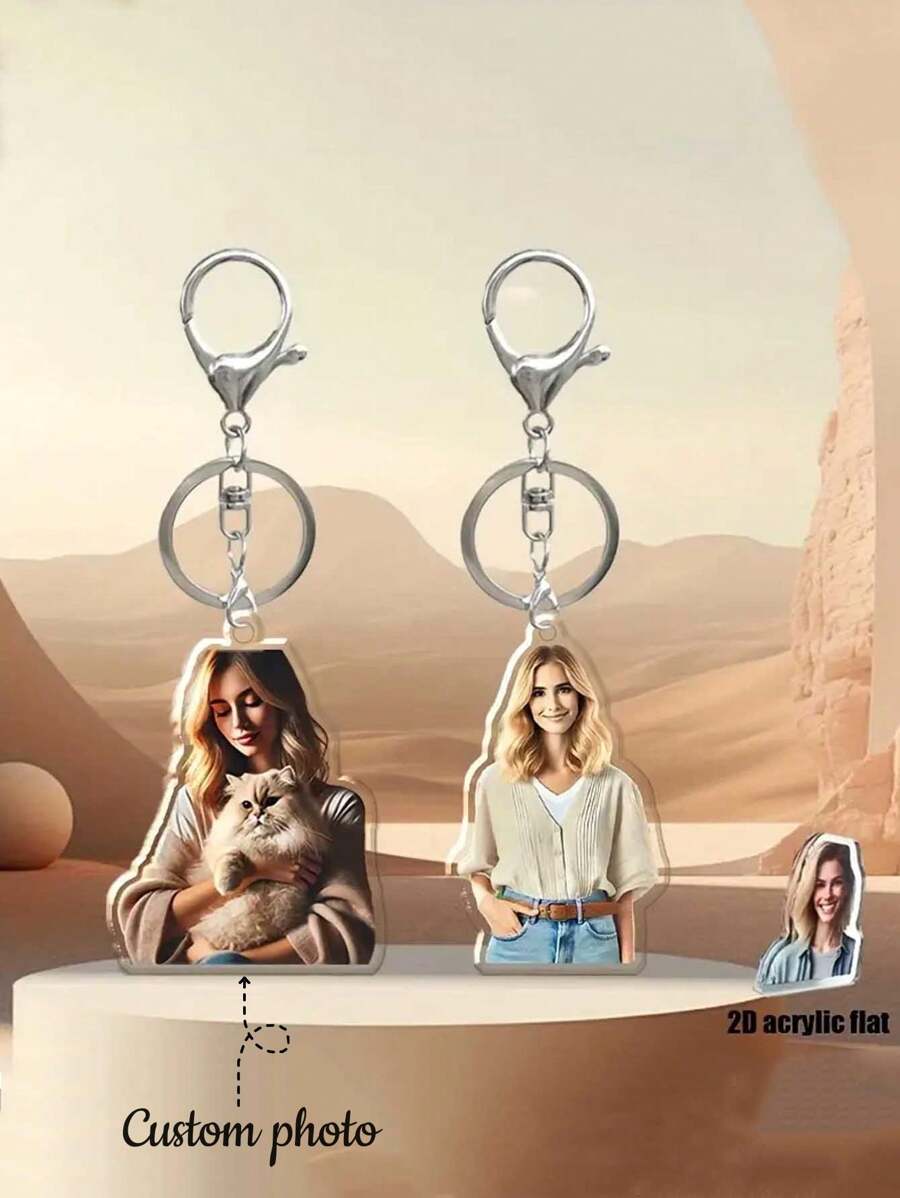 1pc Custom Photo Acrylic Keychain, Lobster Clasp, Perfect For Couples, Friends And Pets - Valentine's Day Gifts