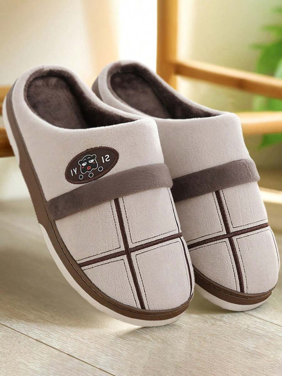 House Slippers For Men Memory Foam Plaid Warm Cozy Soft Fashionable Male's Shoes Winter Bedroom Round Toe Indoor Slippers Female