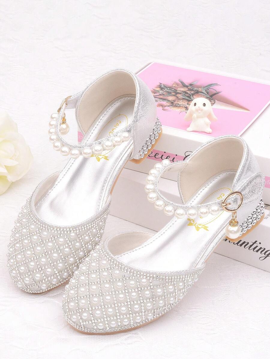 Kids Crystal High Heels Girls Princess Shoes Rhinestone Dress Shoes Toddler Princess Shoes