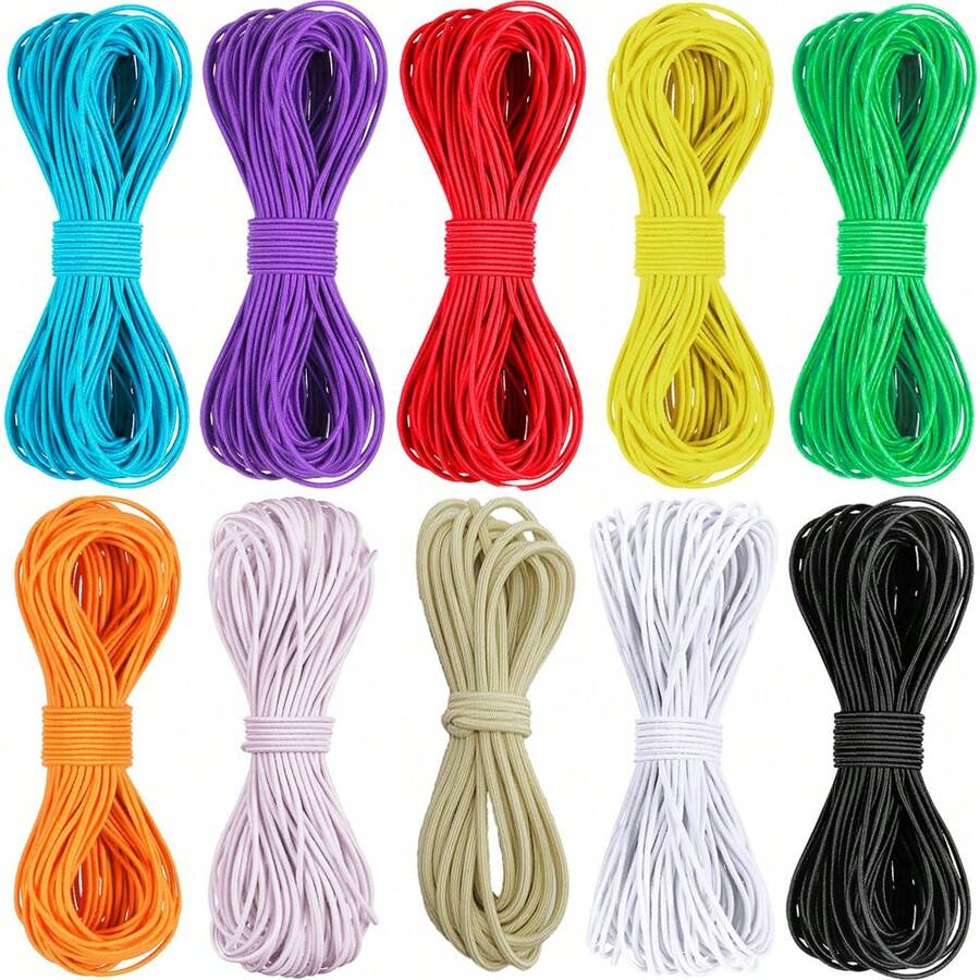 Cordão elástico de 2,5 mm, cordão elástico para fazer joias, pulseiras, contas, faça você mesmo, tiras de gancho de costura, cinta de amarração para acampamento (5 metros por pacote)