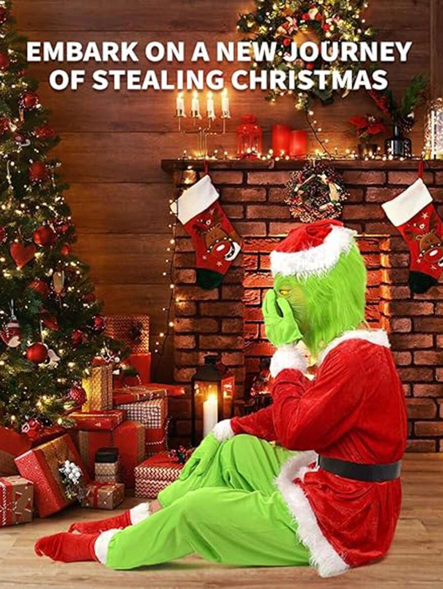 Christmas Costume Green Furry Cosplay Santa Claus Costume Party Party Costume Set Prom