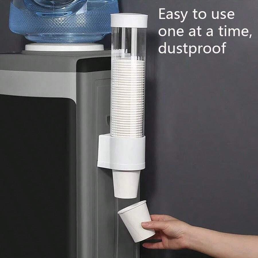 No-Drill Universal Disposable Cup Holder, Auto Drinking Cup Dispenser, Paper Cup Rack, Wall Mounted, Household & Water Dispenser Cup Organizer